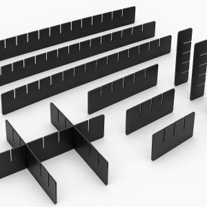 Customizable Drawer Dividers for Craft Supplies and Tool Chest Organization Set of 8 Durable Black Storage Separators Professional