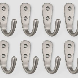 Heavy Duty Stainless Steel Small Wall Hooks Set of 8 Decorative Metal Hangers for Coats Hats and Bags