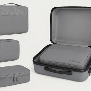 Compression Packing Cubes Expandable Travel Organizer Bags Set for Carry On Suitcase Space Saving Luggage Essentials Grey