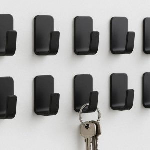 Modern Matte Black Small Wall Hooks for Modern Home Decor Set of 8 Minimalist Metal Hangers for Keys