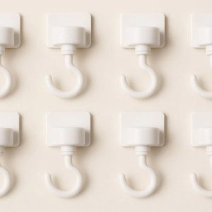 Small Swivel Ceiling Hooks for Hanging Plants and Lightweight Decor Set of 8 White Rotating Adhesive Hangers Indoor