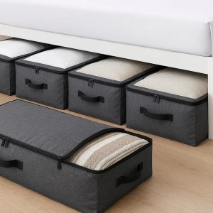Extra Large Underbed Storage Bags Set of 6 Heavy Duty Moving Totes with Zippers for Pillows Rugs and Bedding
