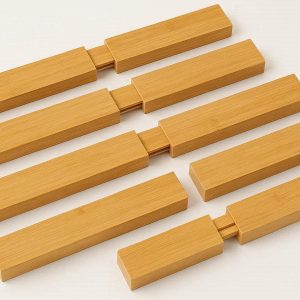 Adjustable Bamboo Drawer Dividers Set of 8 Expandable Kitchen Dresser Organizers for Clothes Utensils and Bathroom Tools Natural